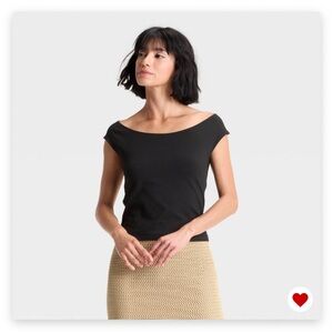 NWT a new day Off the Shoulder Slim Fit  Short Sleeve Top. Black XL 👀
